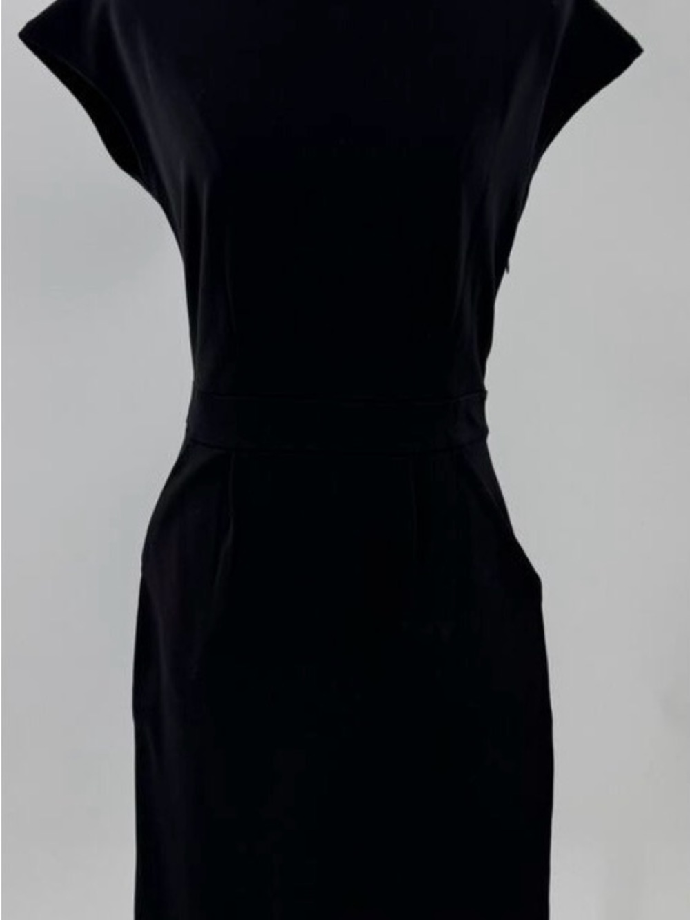Quince Black Midi Cap Sleeve Dress